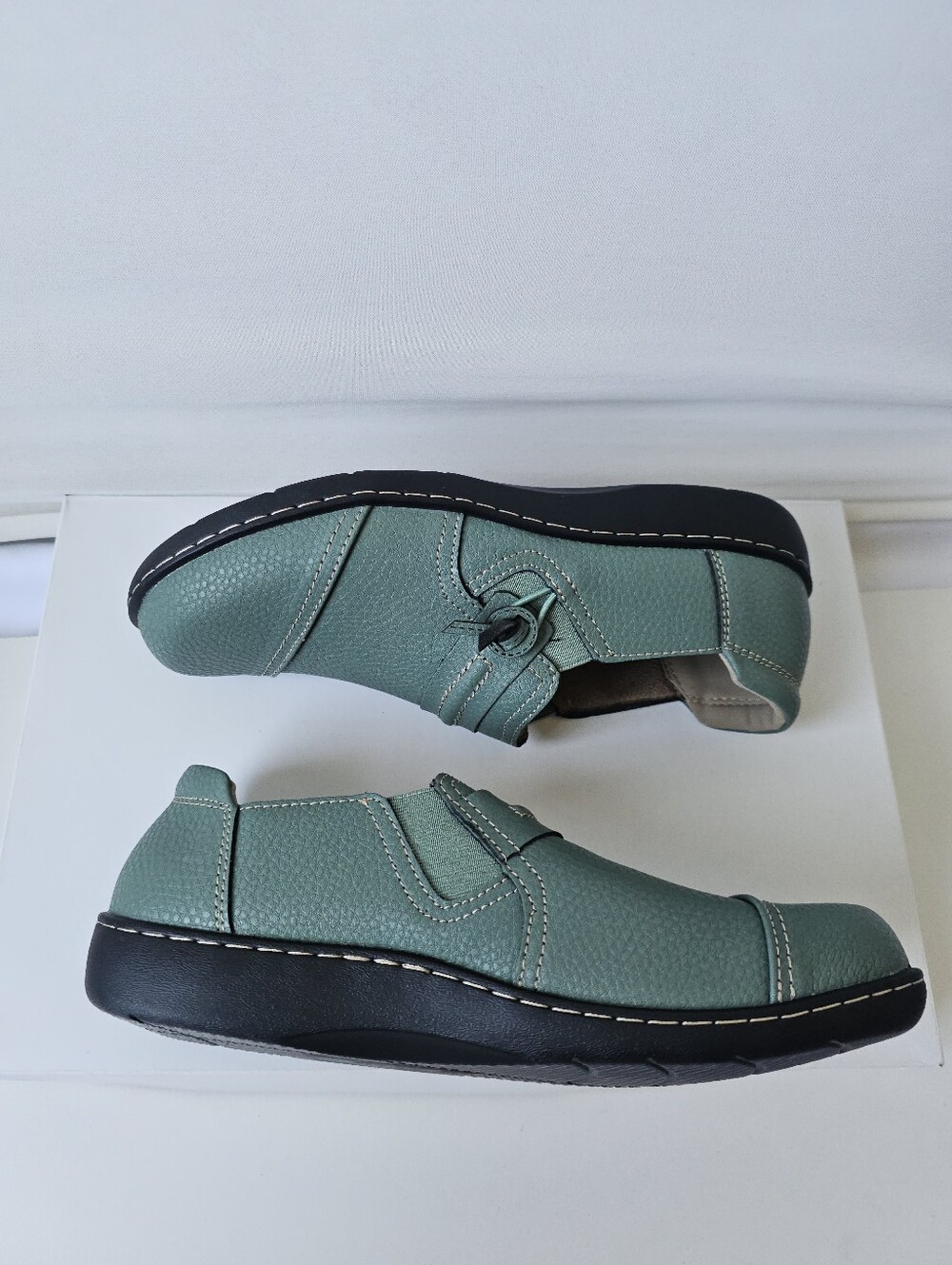 LAZYPOP Teal Green Leather Classic Comfort Loafers Slip-On Shoes - Women's Size - Picture 15 of 15